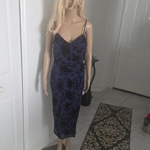 Derek Heart Purple and Black Floral Midi Dress NWT